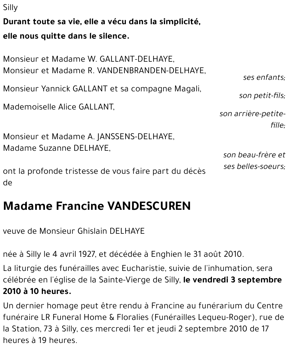 Francine VANDESCUREN