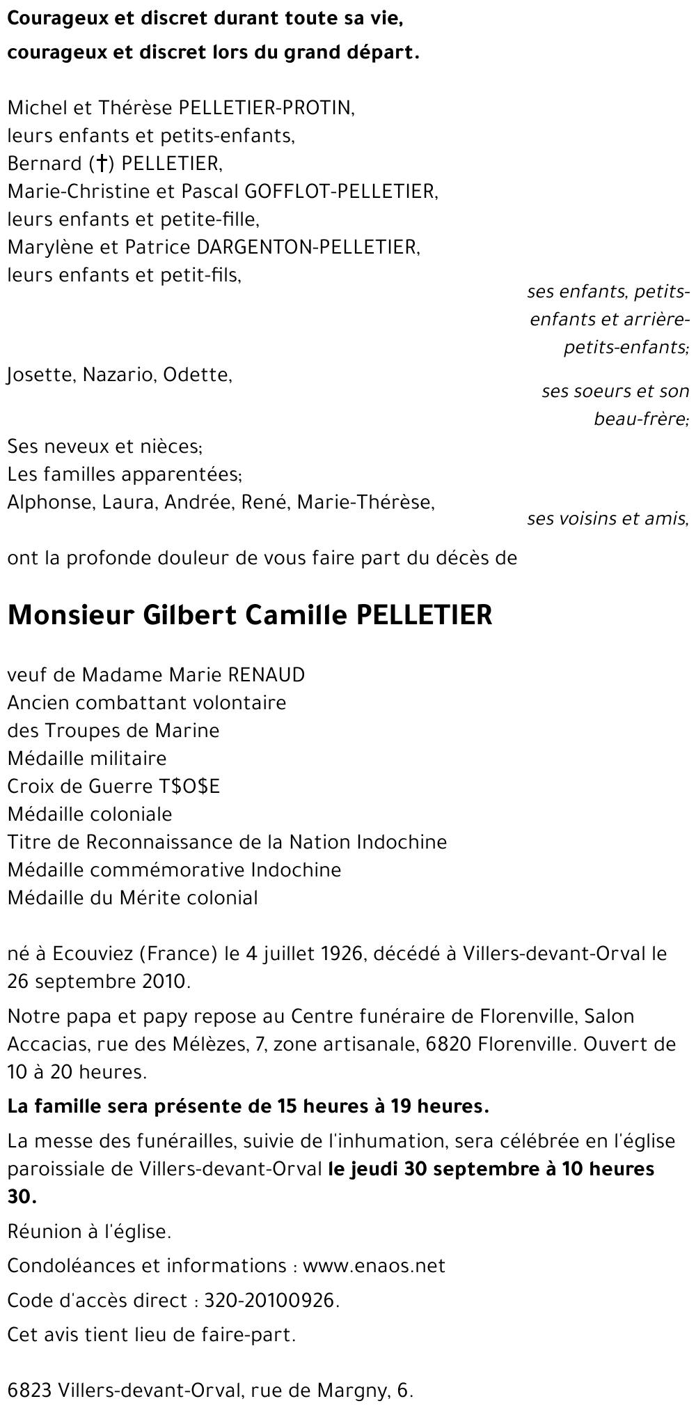 Gilbert Camille PELLETIER