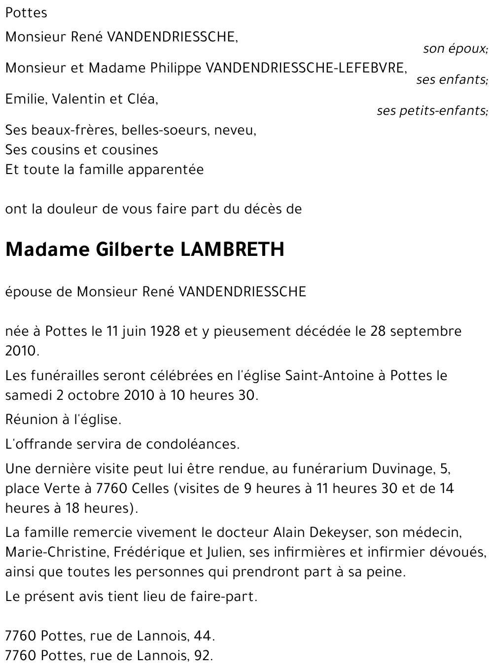 Gilberte LAMBRETH