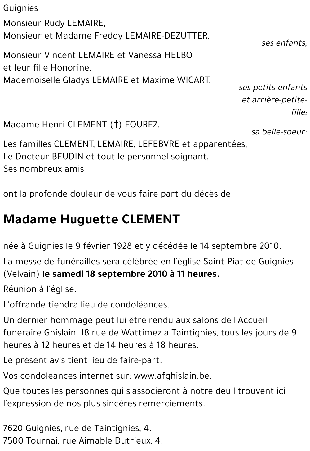 Huguette CLEMENT