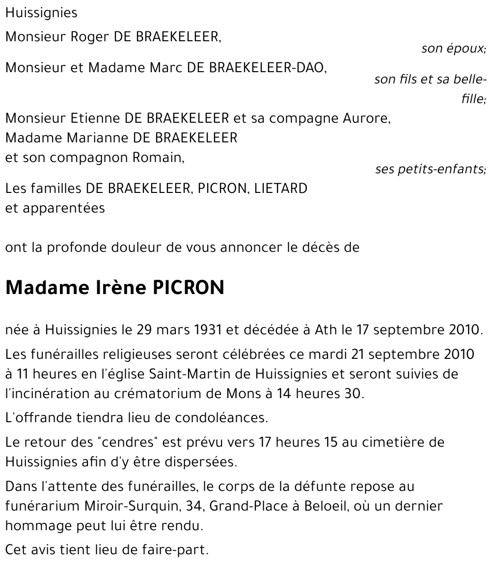 Irène PICRON