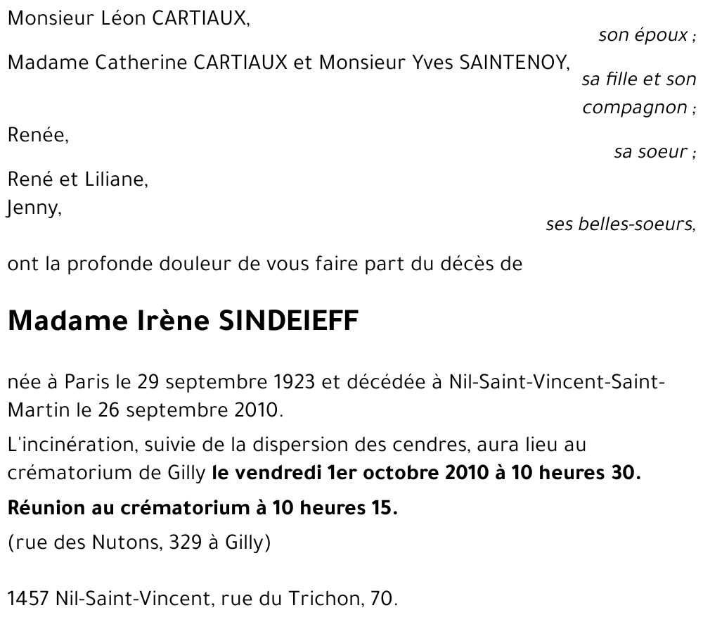 Irène SINDEIEFF