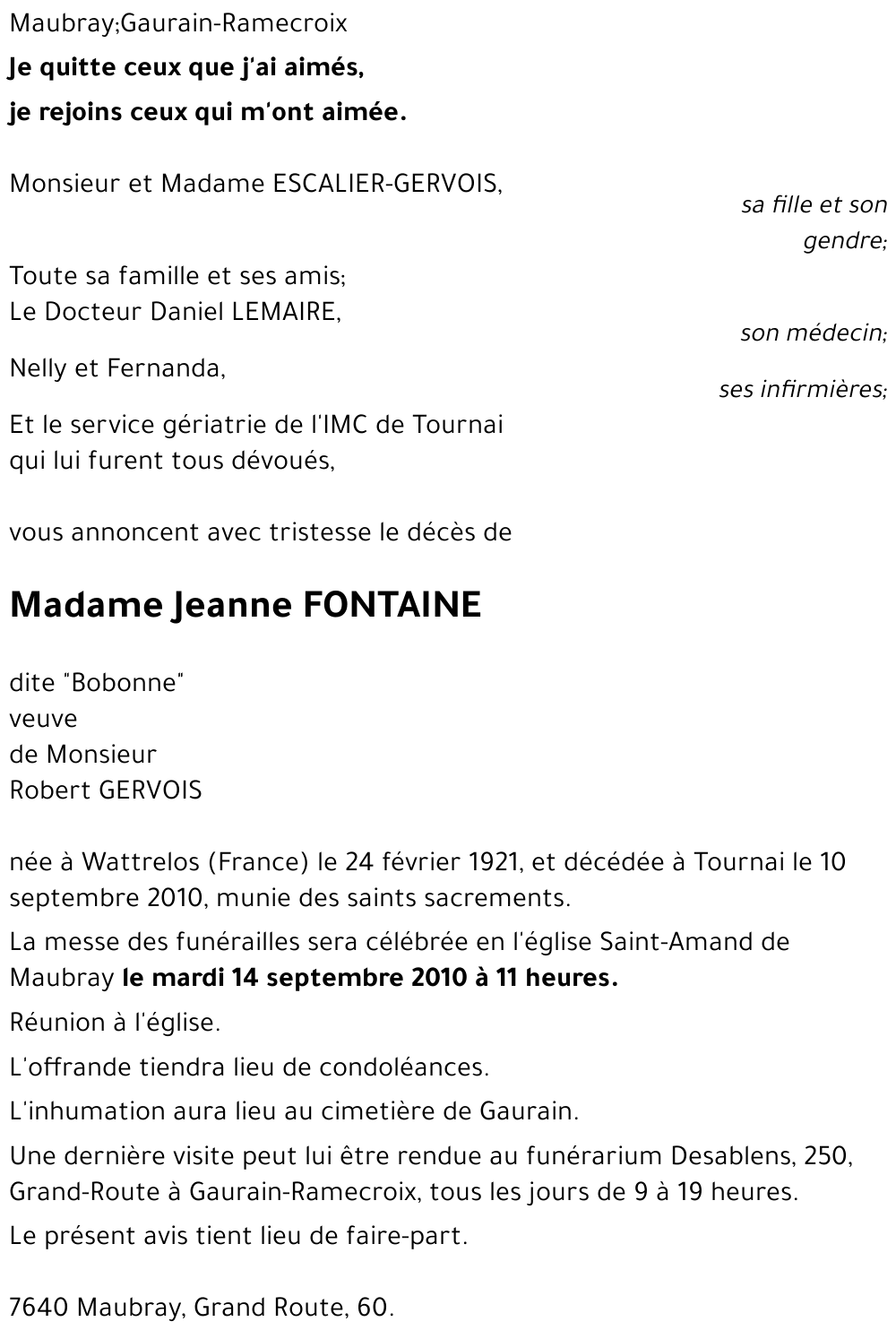 Jeanne FONTAINE