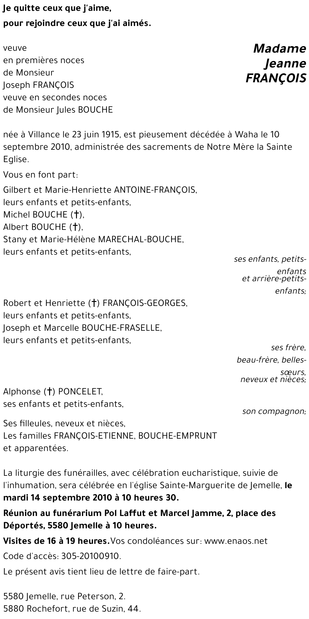 Jeanne FRANCOIS