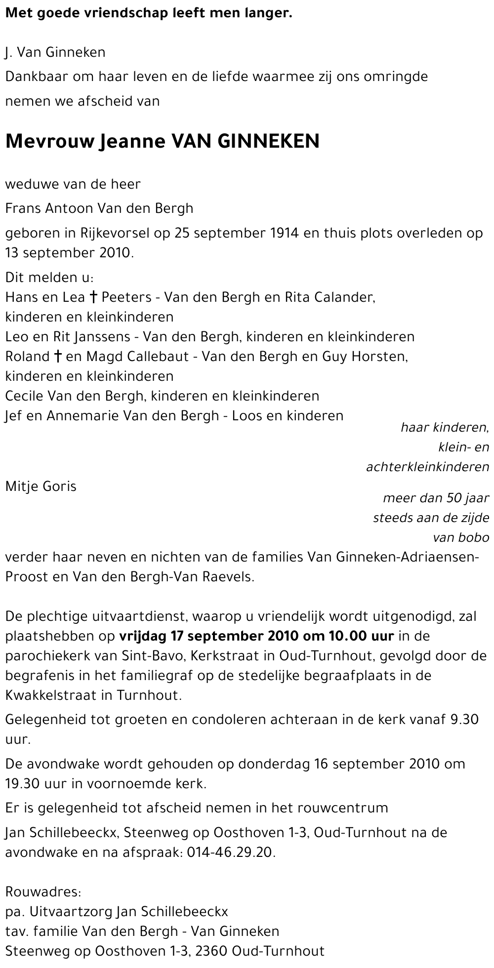 Jeanne VAN GINNEKEN