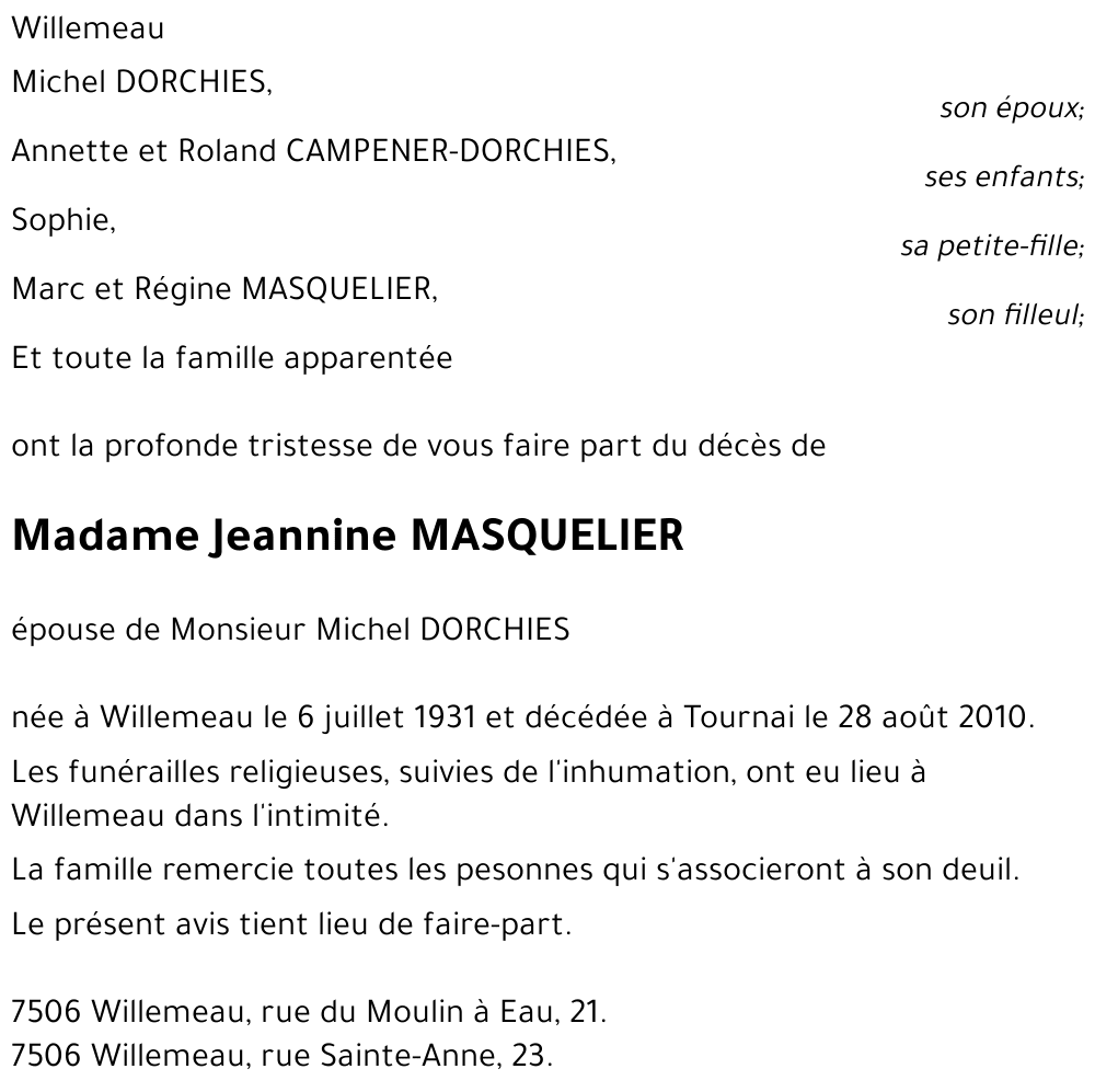 Jeannine MASQUELIER