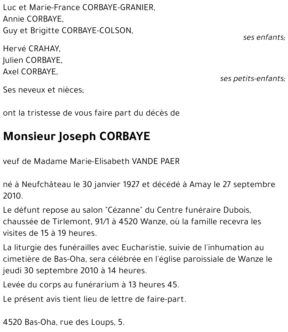 Joseph Corbaye