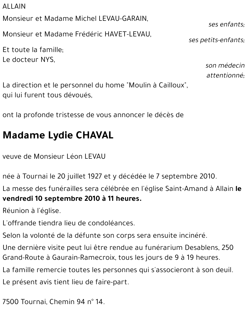 Lydie CHAVAL