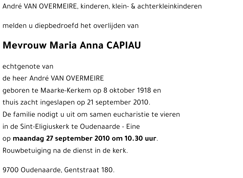 Maria Anna CAPIAU
