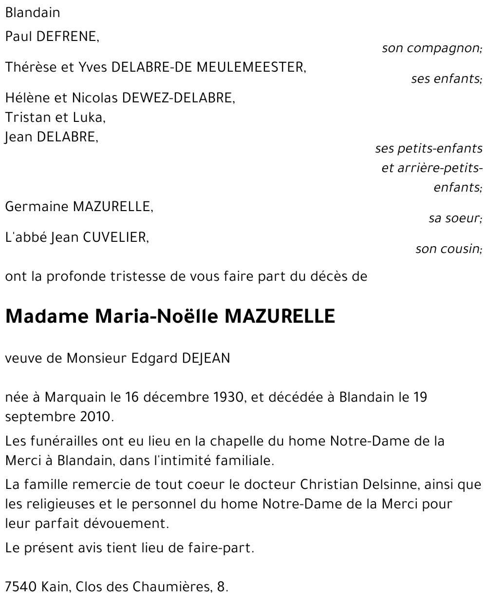 Maria-Noëlle MAZURELLE