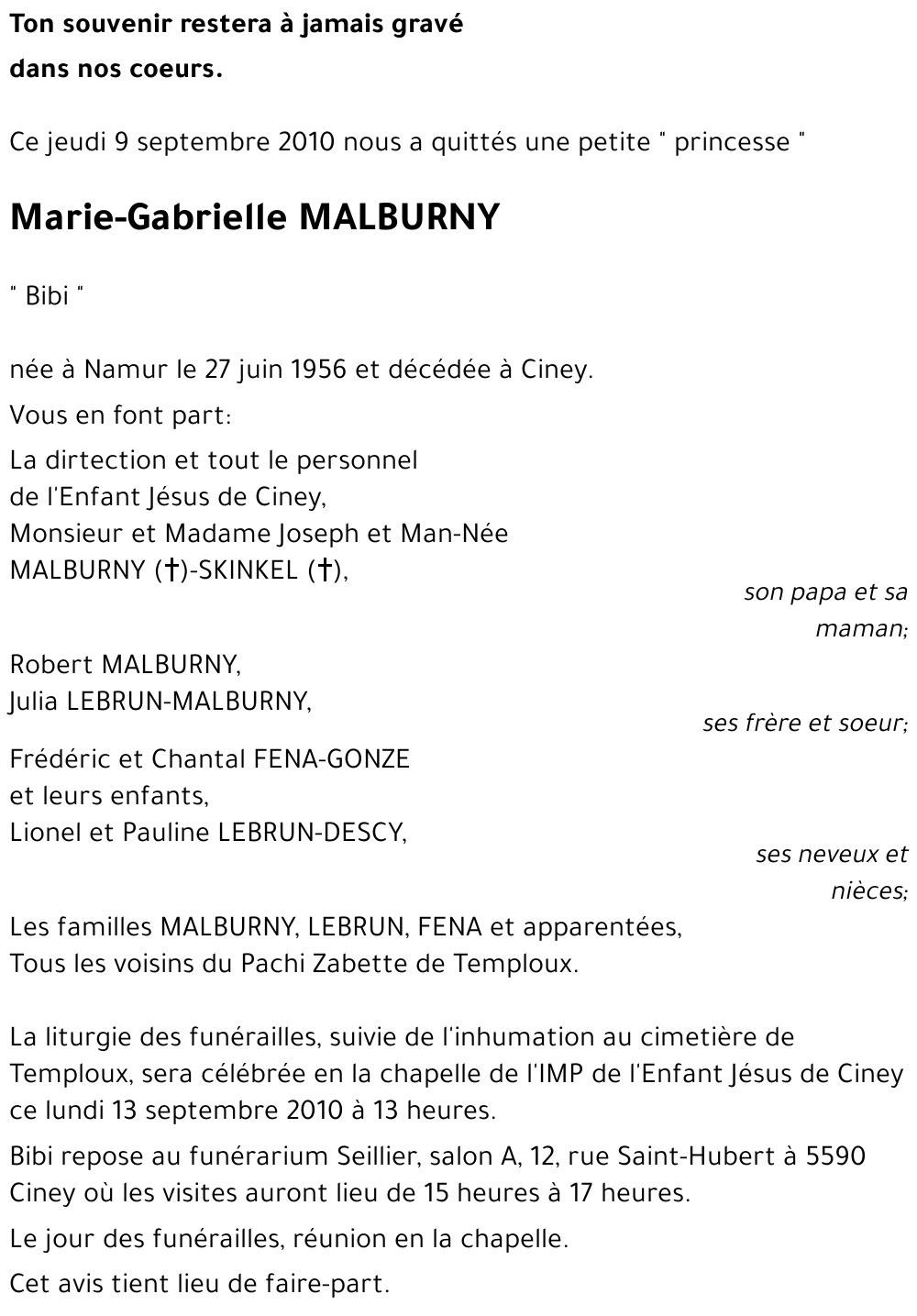 Marie-Gabrielle MALBURNY