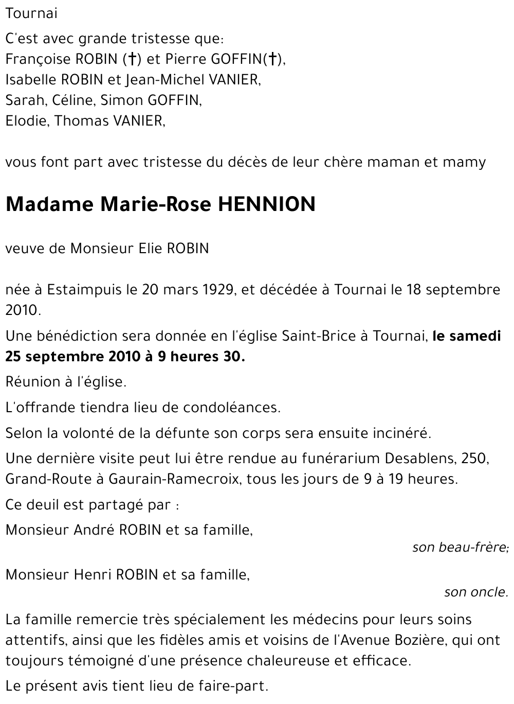 Marie-Rose HENNION