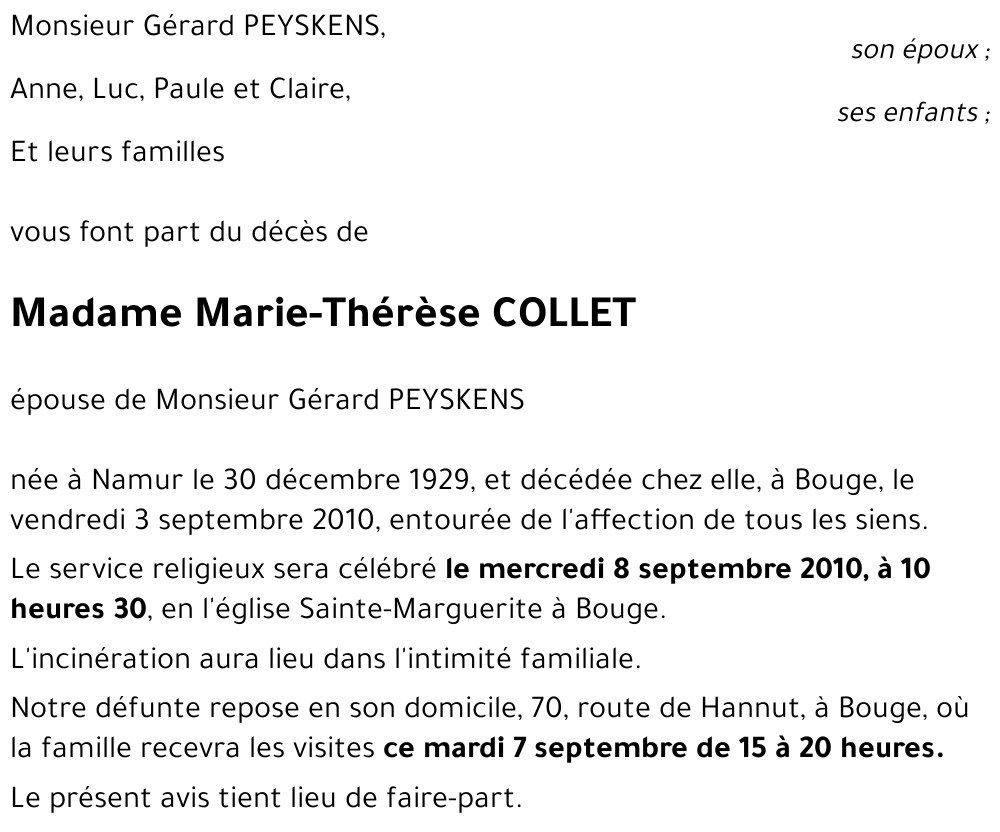 Marie-Thérèse COLLET