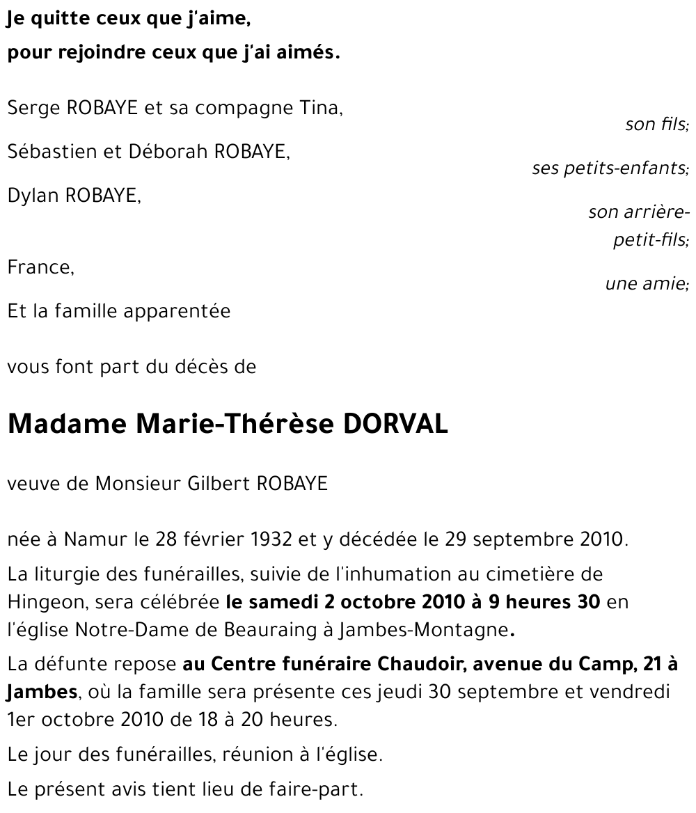 Marie-Thérèse DORVAL