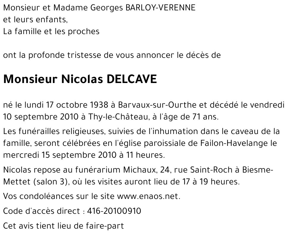 Nicolas DELCAVE
