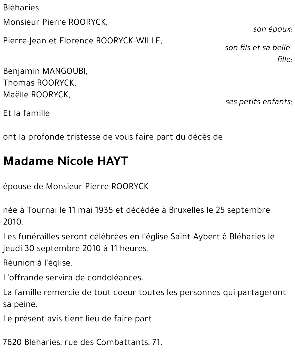 Nicole HAYT