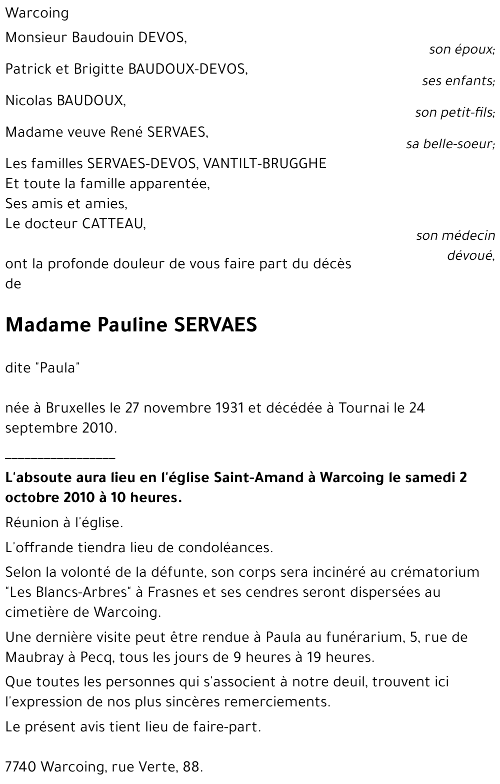 Pauline SERVAES