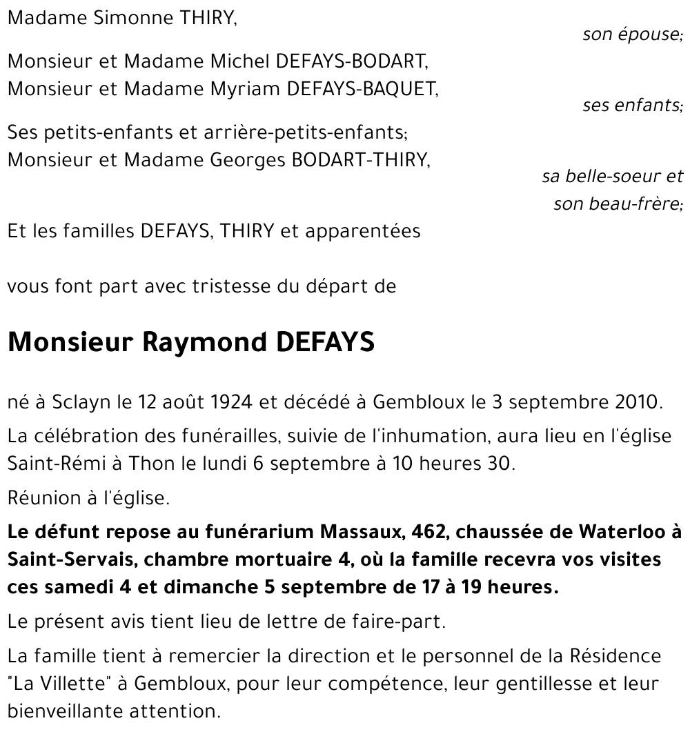 Raymond DEFAYS