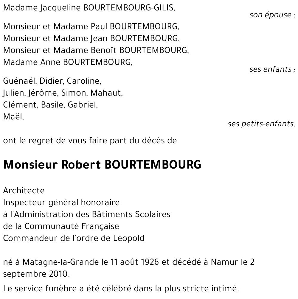 Robert BOURTEMBOURG