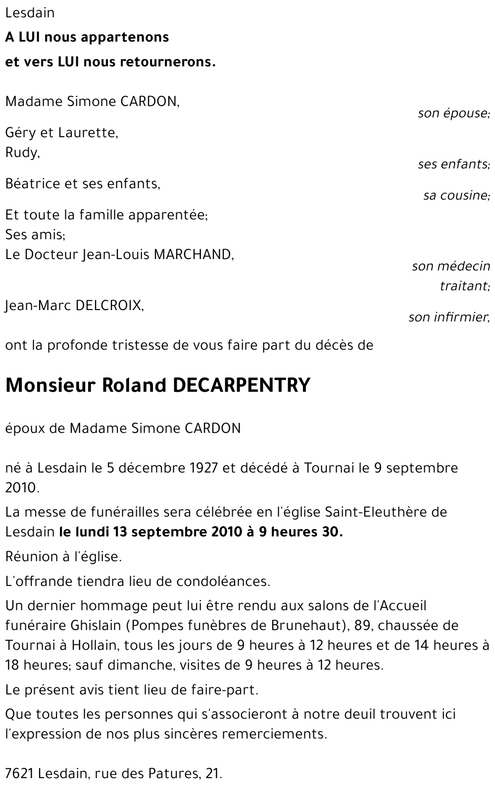 Roland DECARPENTRY