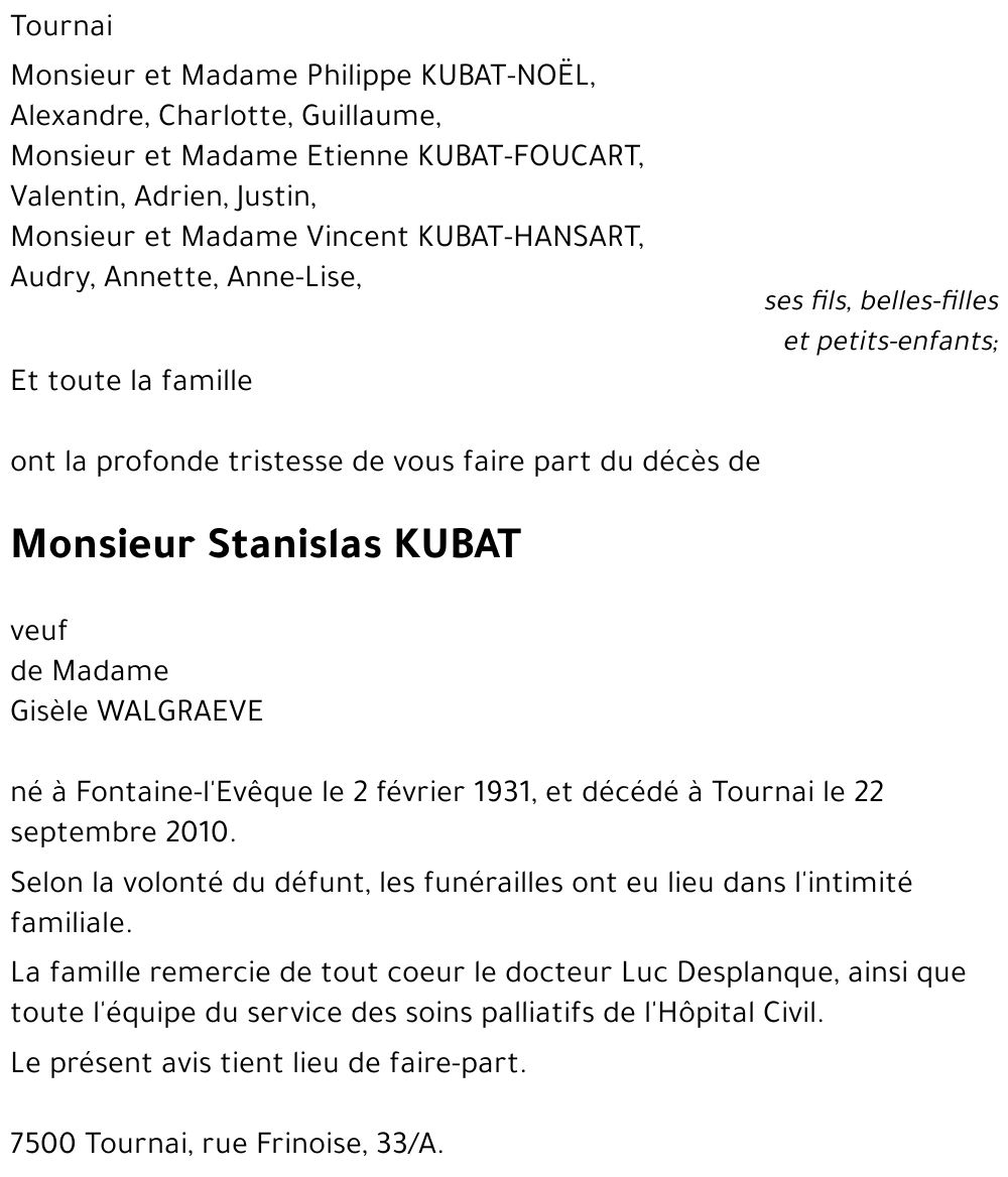 Stanislas KUBAT