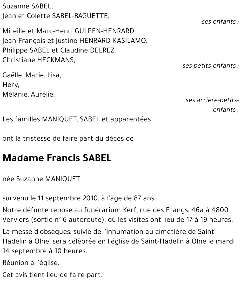 Suzanne MANIQUET
