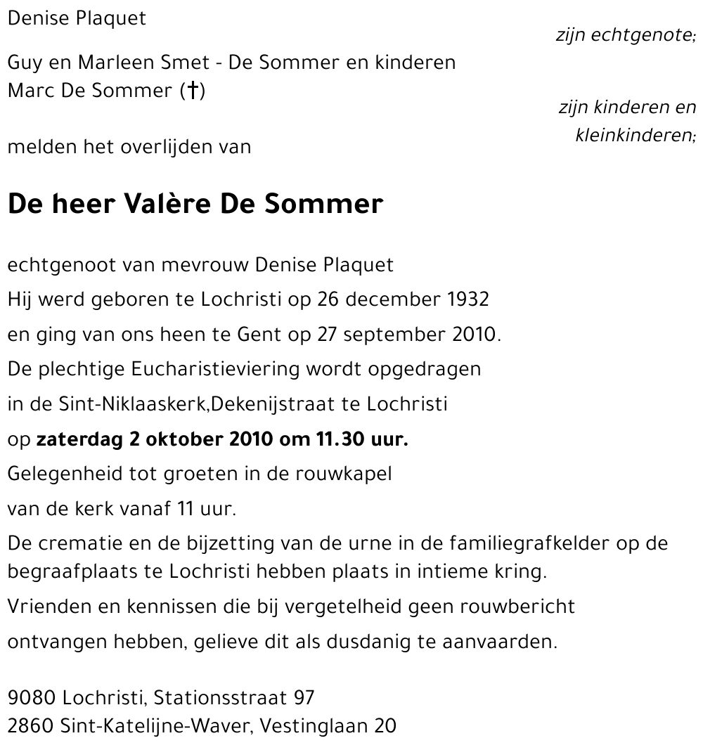 Valère De Sommer