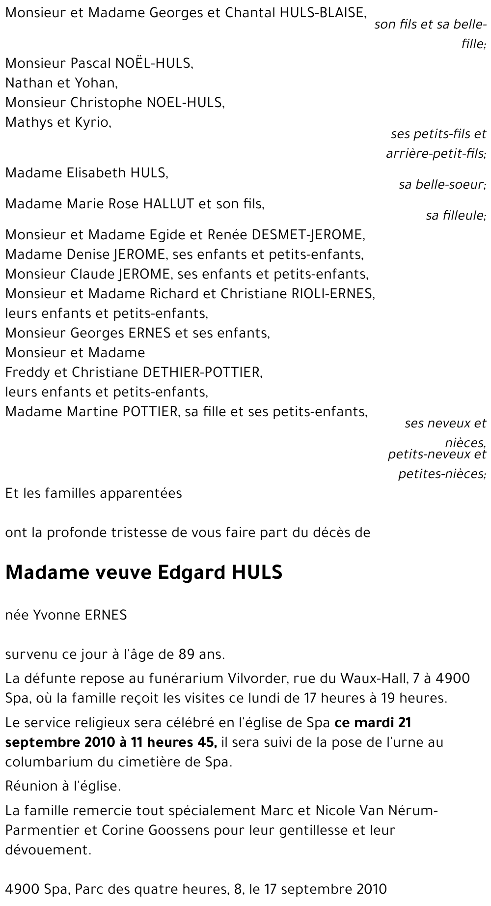 veuve Edgard HULS