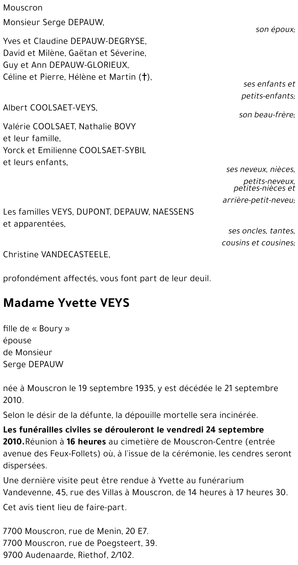 Yvette VEYS