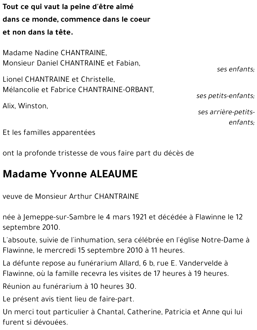 Yvonne ALEAUME