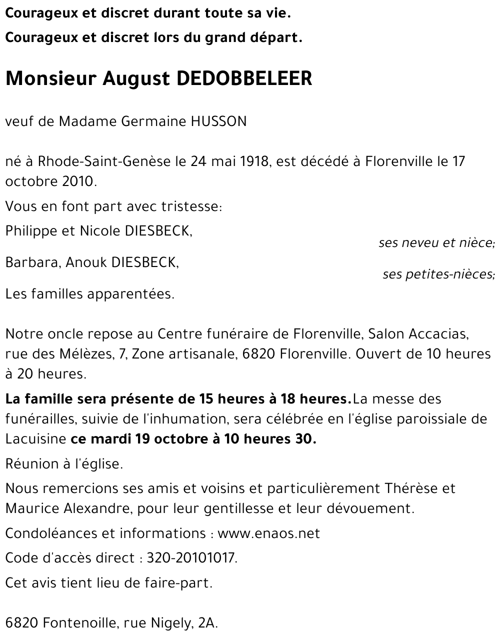 August DEDOBBELER