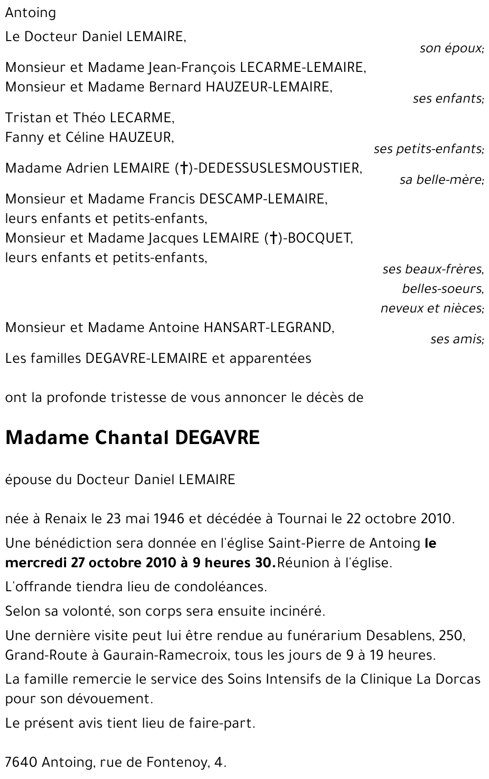 Chantal DEGAVRE