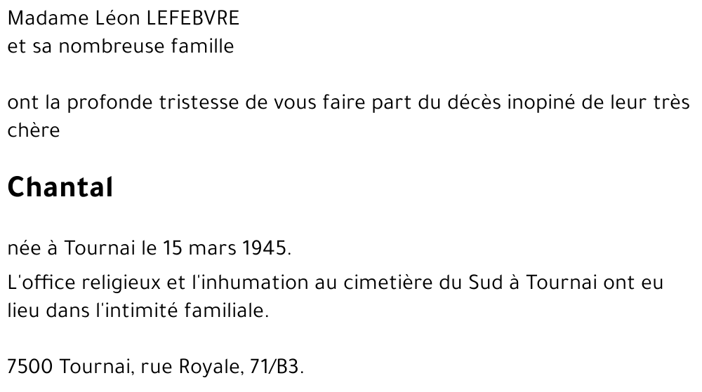 Chantal LEFEBVRE