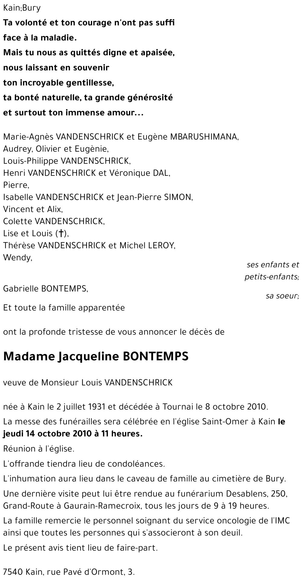 Jacqueline BONTEMPS