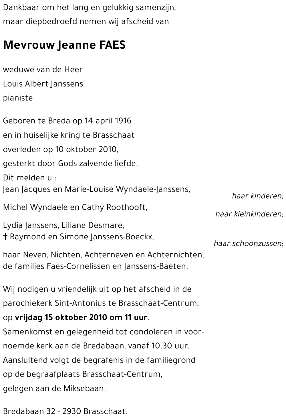 Jeanne FAES