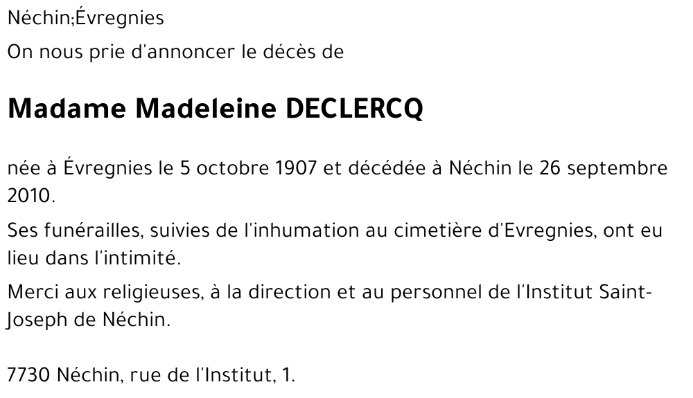 Madeleine DECLERCQ