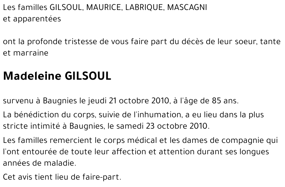 Madeleine GILSOUL