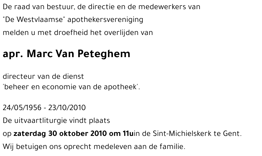 Marc VAN PETEGHEM