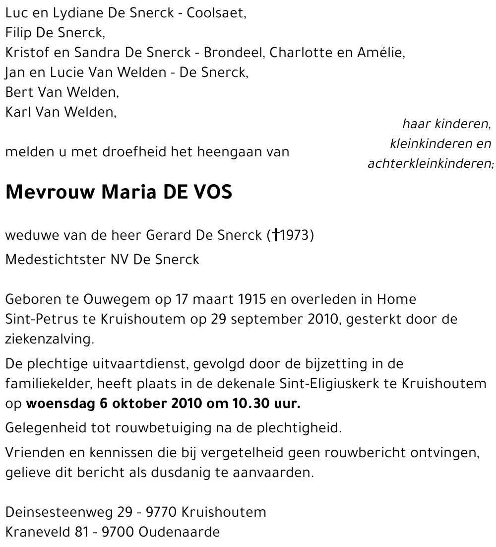 Maria DE VOS