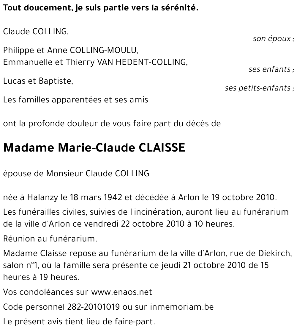 Marie-Claude CLAISSE