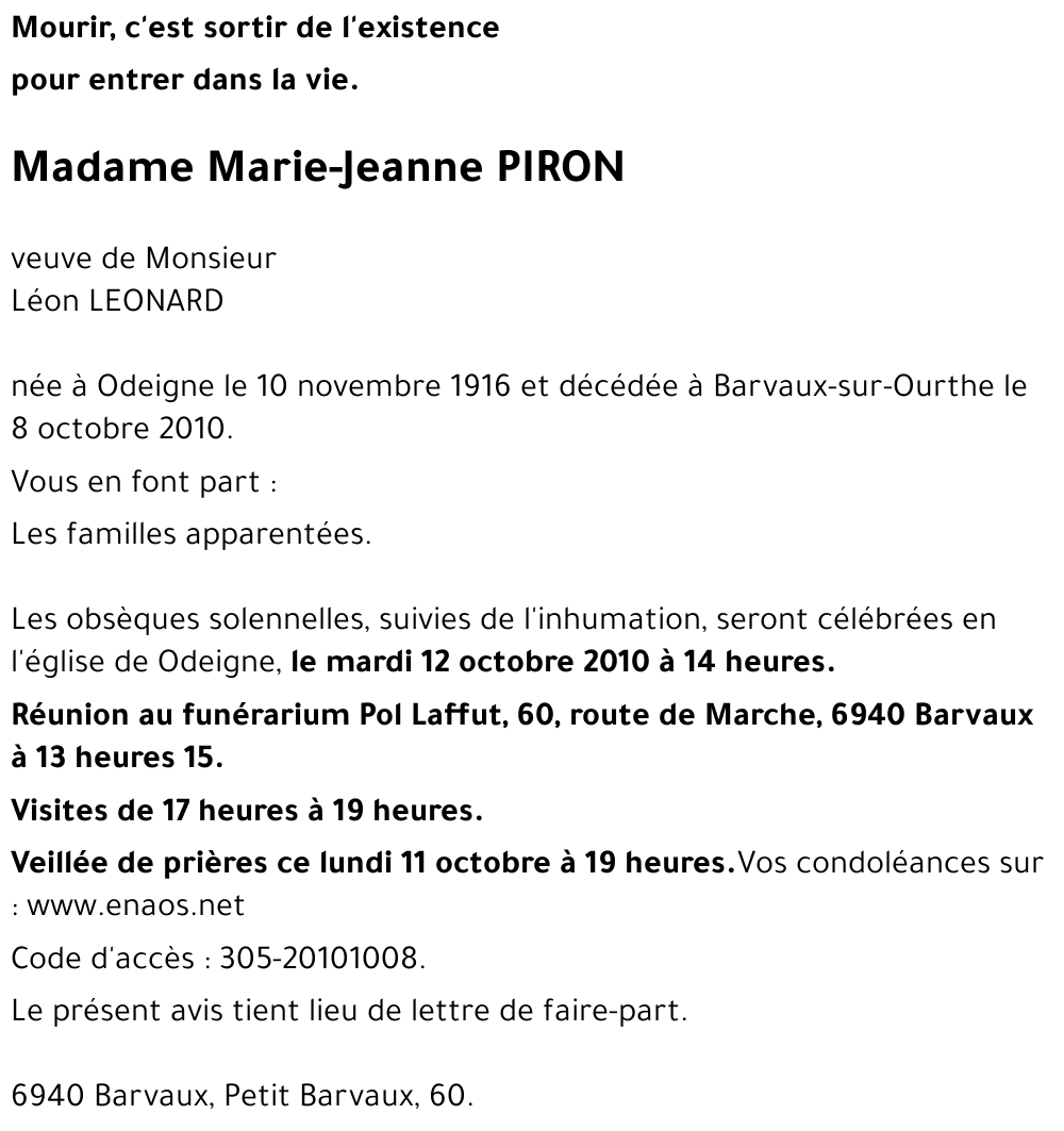 Marie-Jeanne PIRON