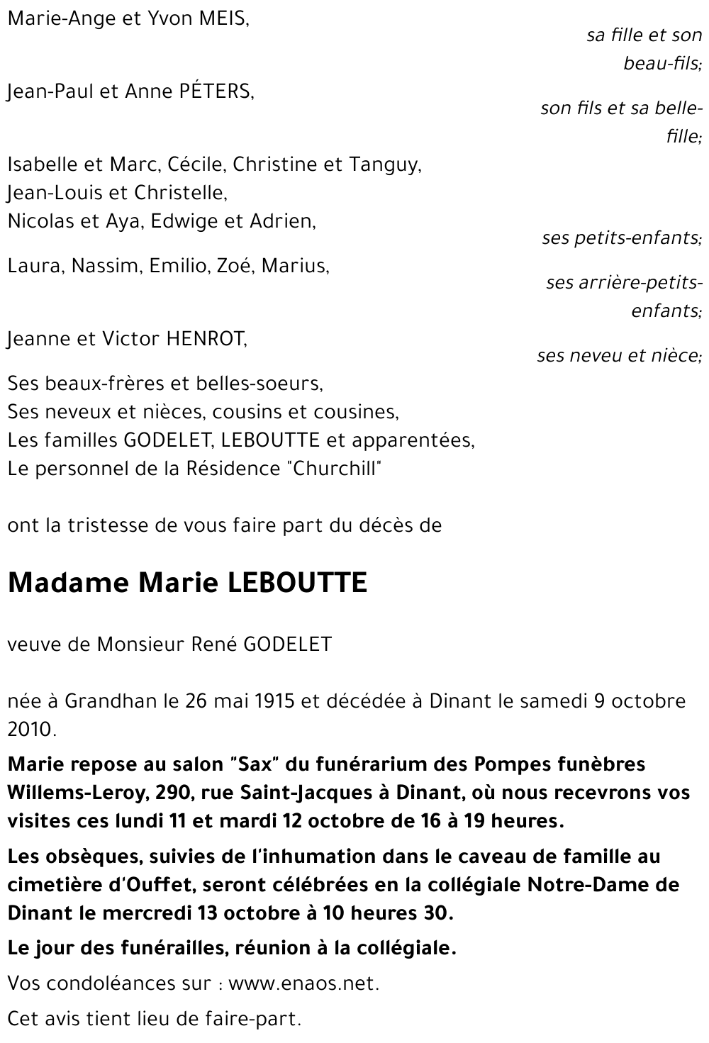 Marie LEBOUTTE