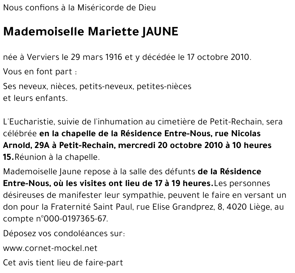 Mariette JAUNE