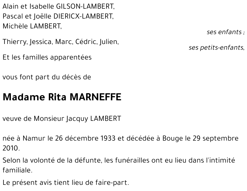 Rita MARNEFFE