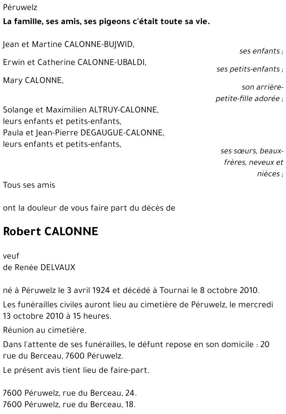 Robert CALONNE