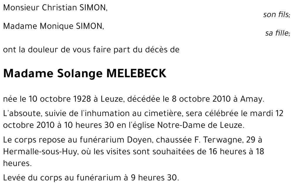 Solange MELEBECK