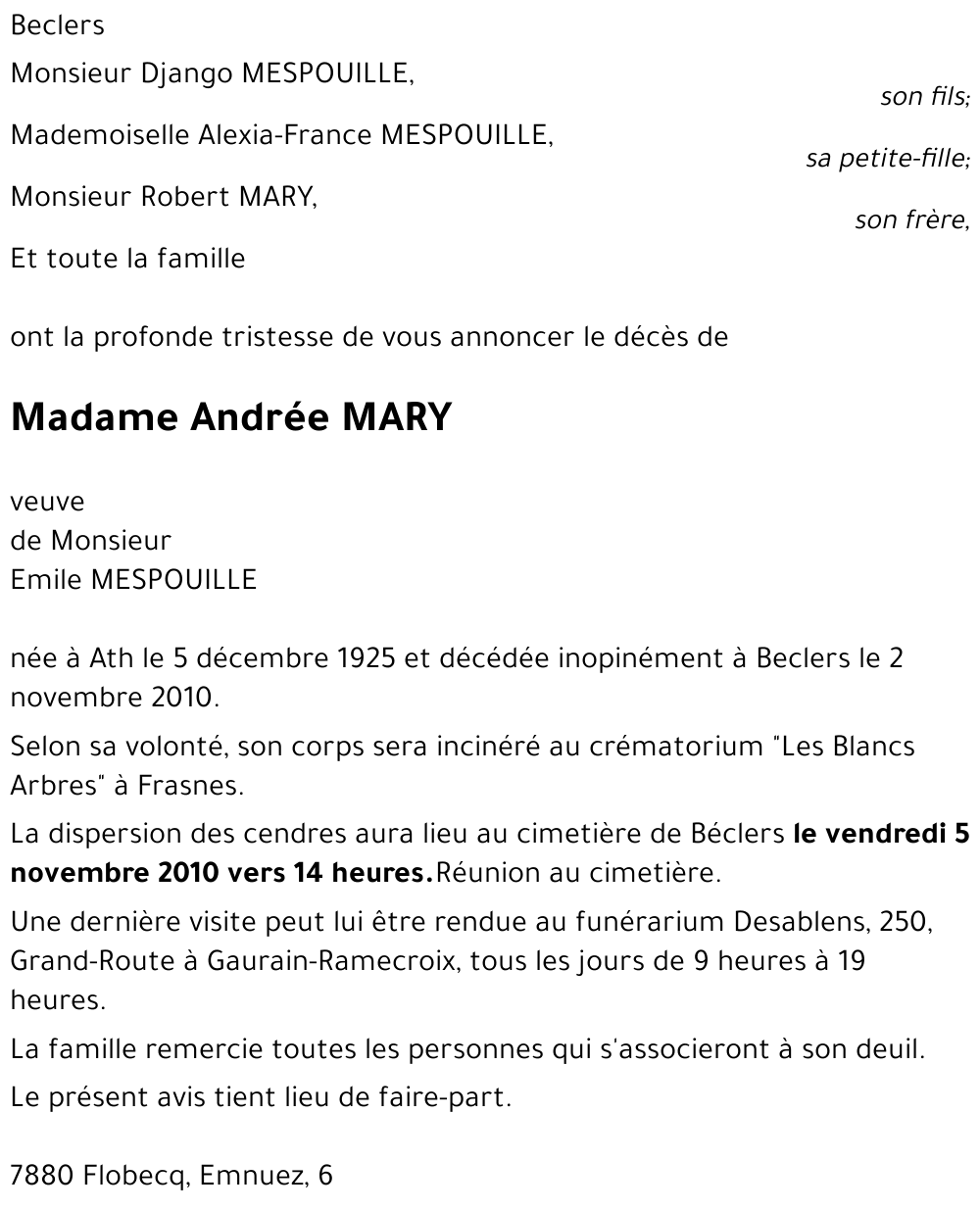 Andrée MARY