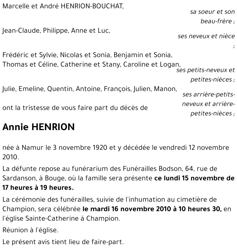Annie HENRION