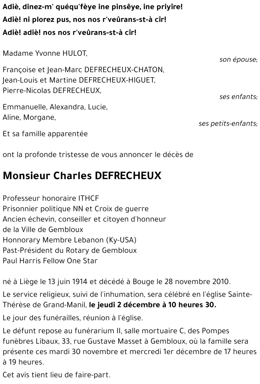 Charles DEFRECHEUX