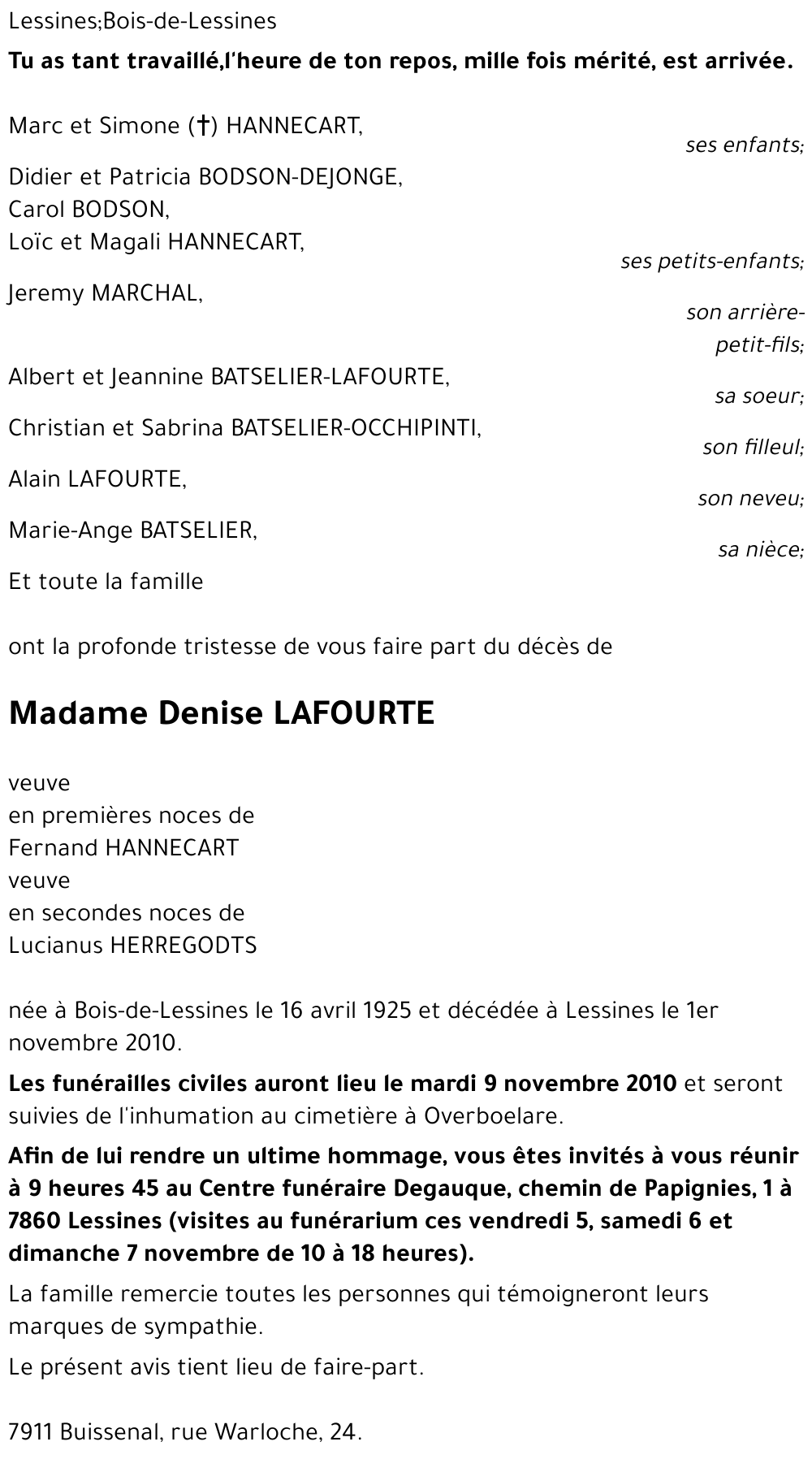 Denise LAFOURTE
